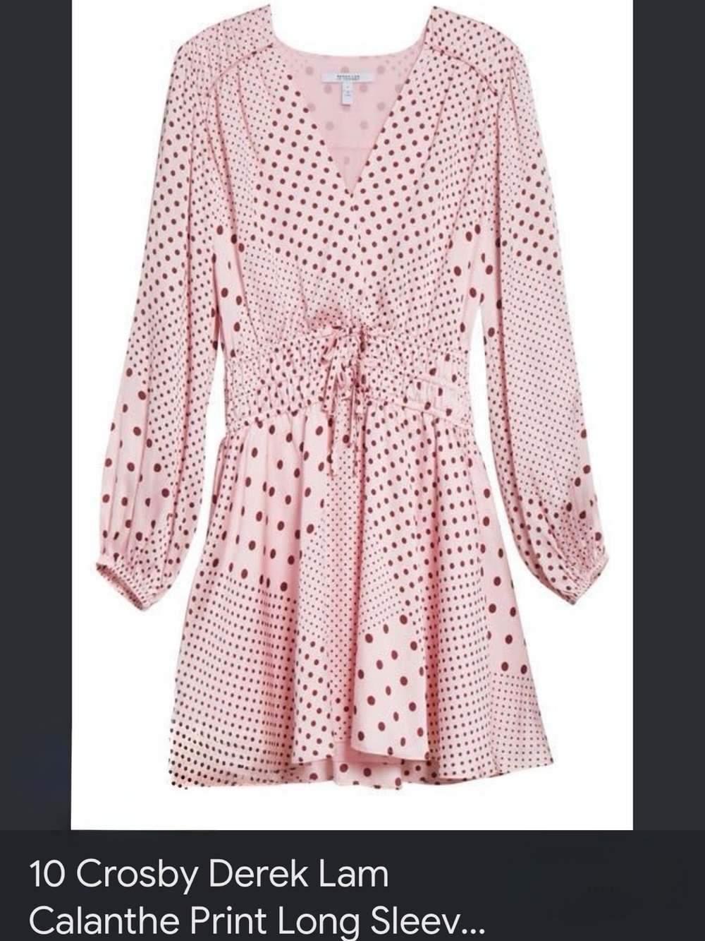 10 Crosby Derek Lam Pink Polka Dot Satin Wrap Mini Dress